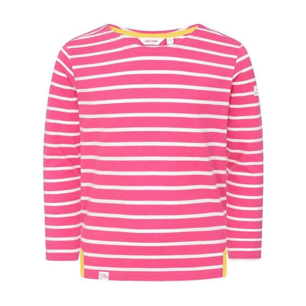 Lazy Jacks Girls Breton Contrast Striped Long-Sleeved Top / Sorbet